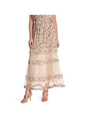 Hazel Printed Maxi Skirt With Lace Panels